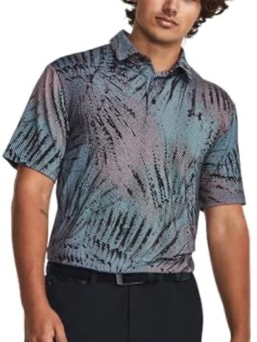 Men's Under Armour Short Sleeve Printed Polo Shirt - Blue Gray